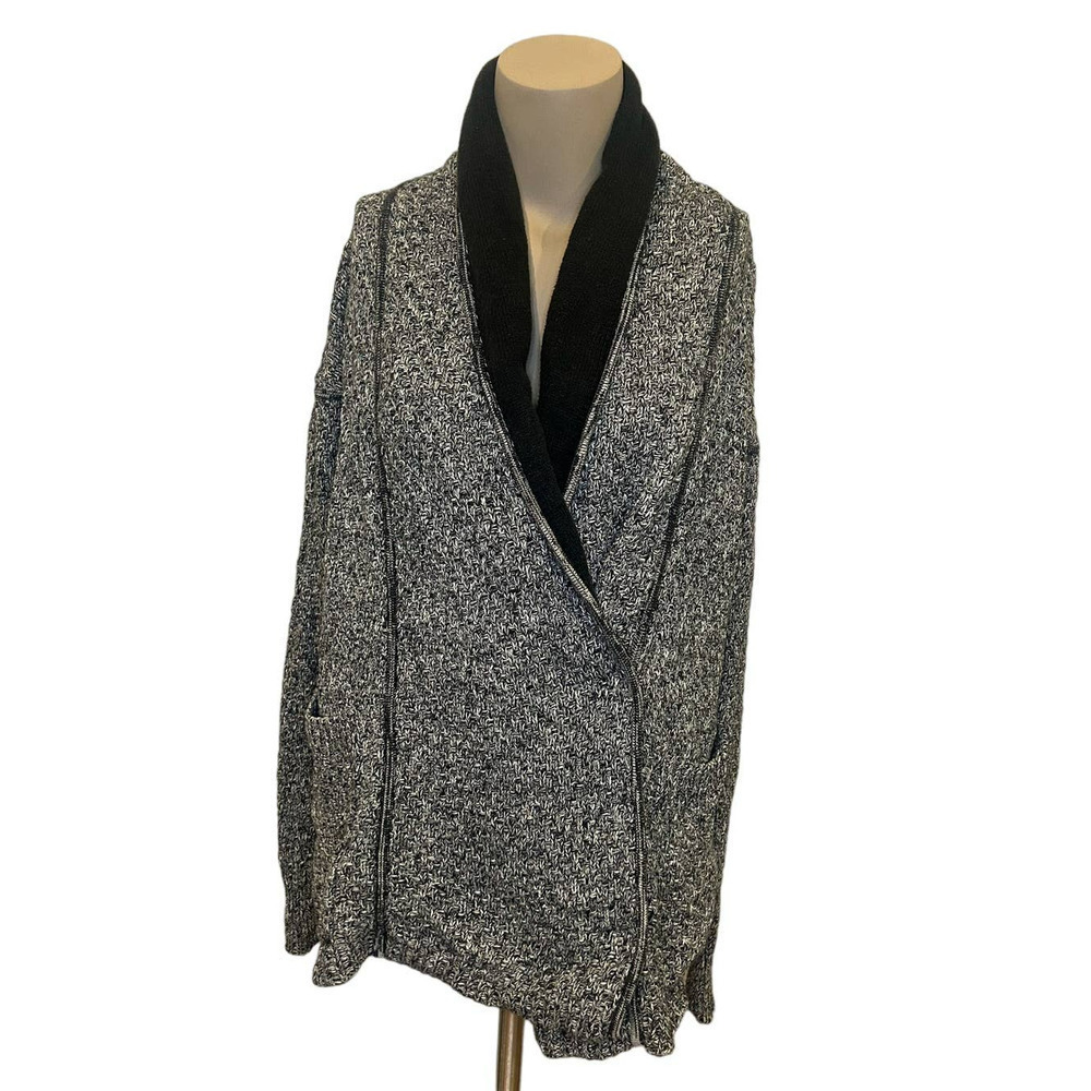 Lululemon Post Practice Cardi Ghost Black Cardigan Sweater Jacket Cotton Sz 4